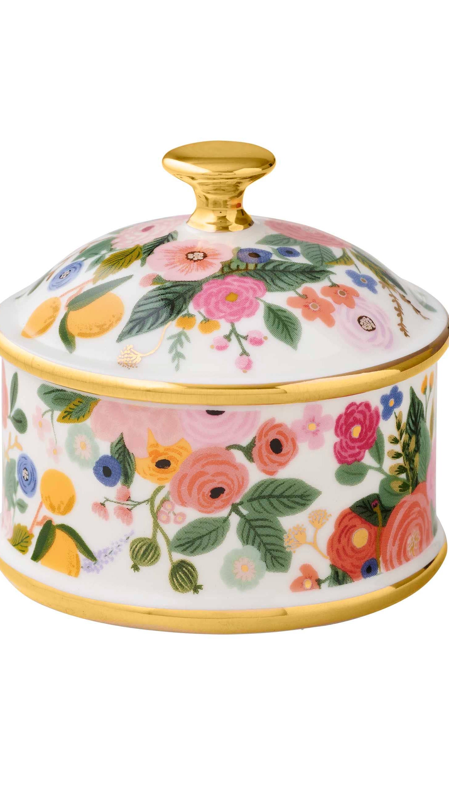 Garden Party round porcelain box product photo - front view - BLVD Boutik
