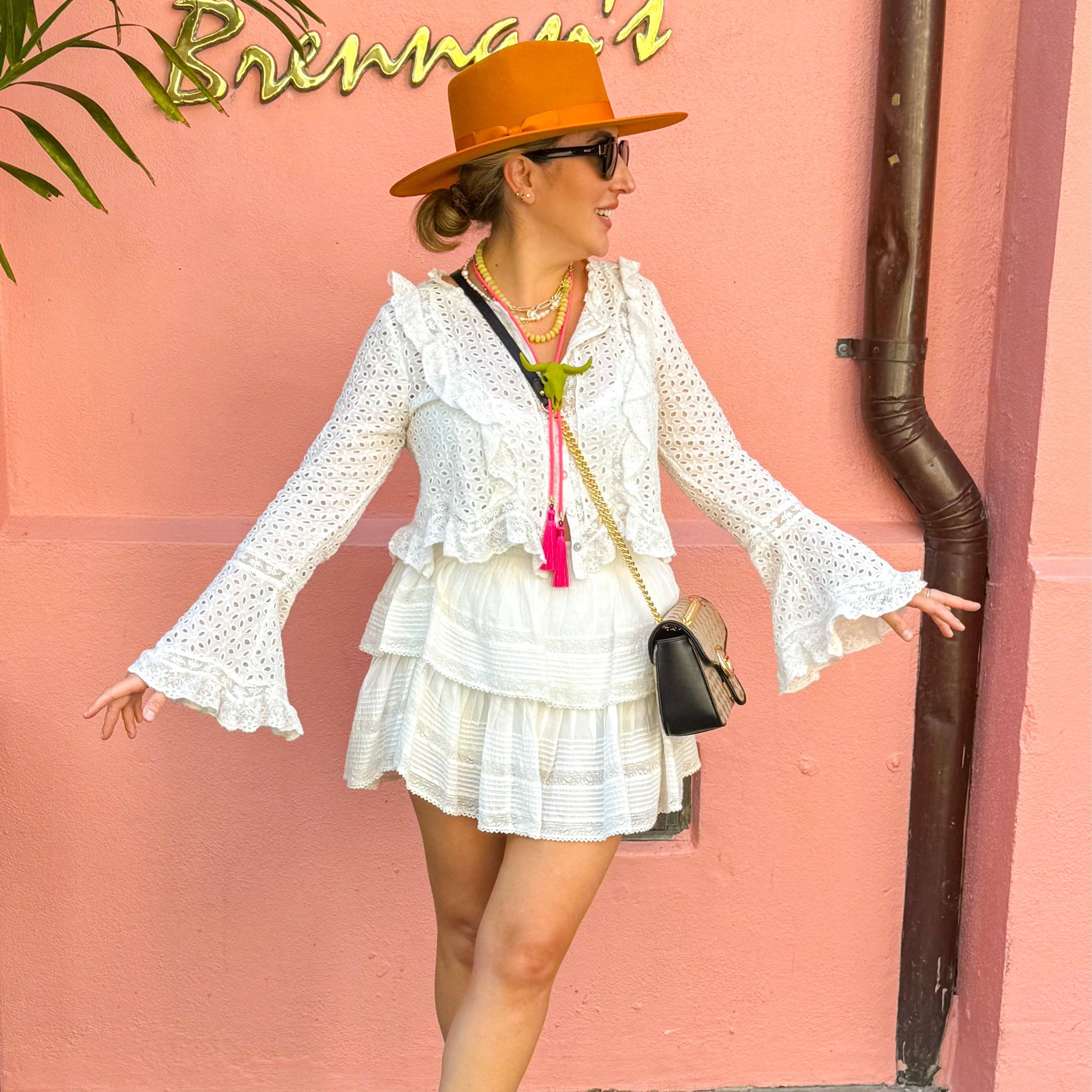 Longhorn Bolo Olive Green with Neon Pink & Fuchsia