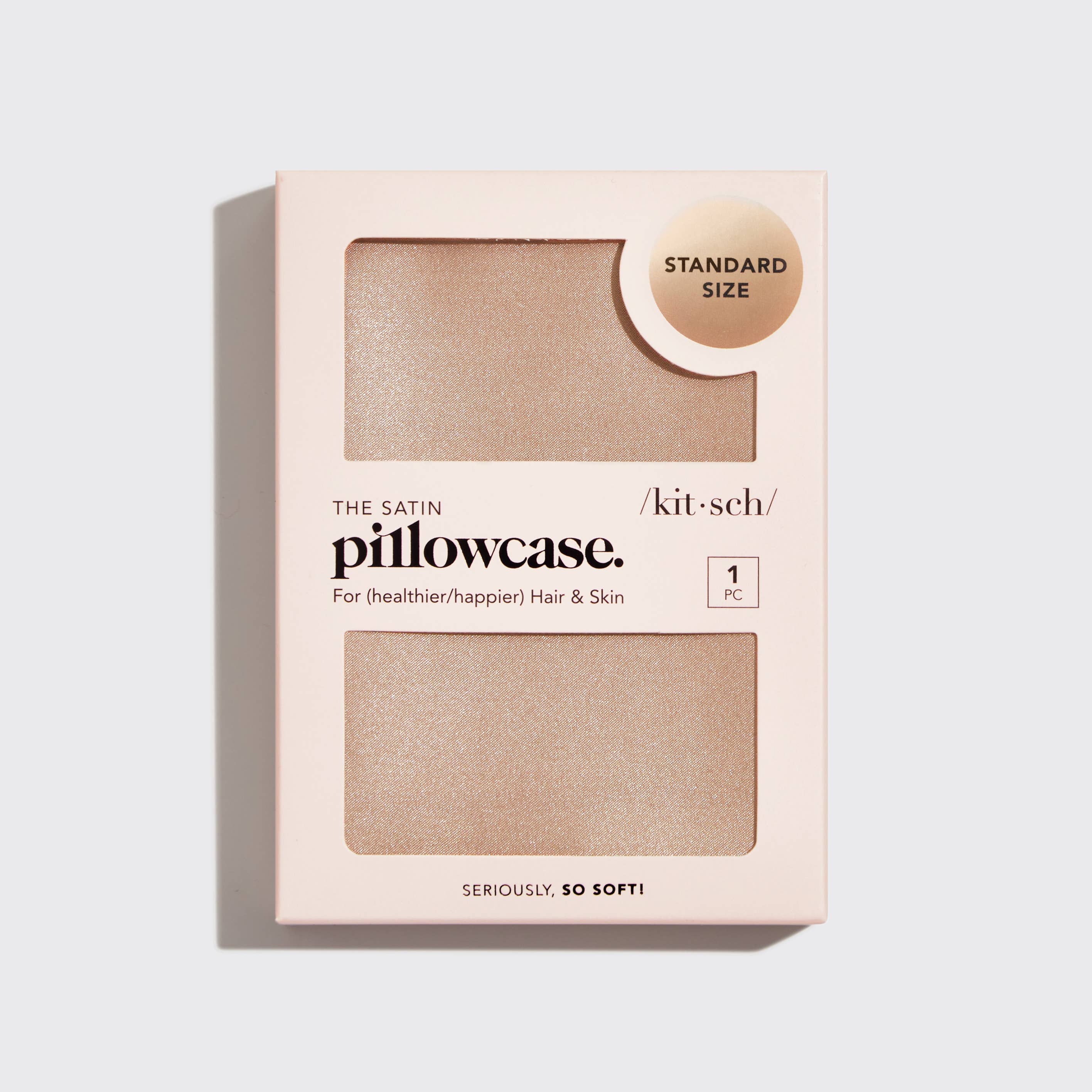 Satin standard pillowcase in champagne product photo - styled view - BLVD Boutik