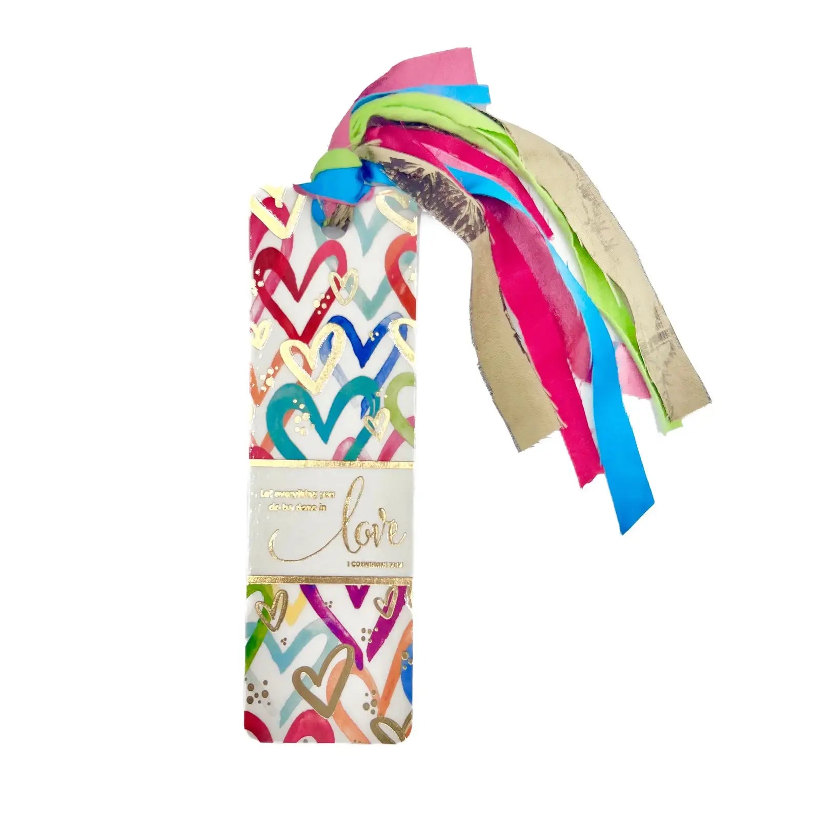 Confetti Hearts tassel Bible bookmark product photo - front view - BLVD Boutik