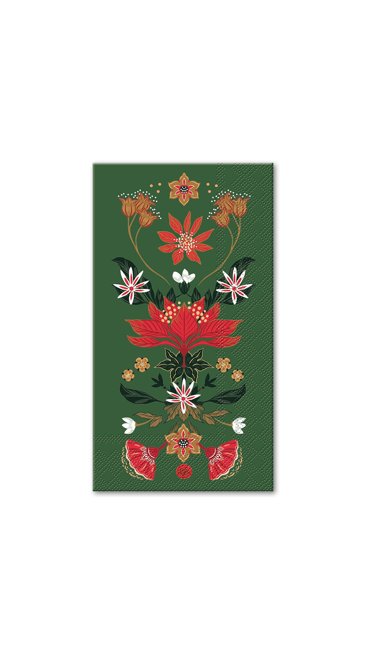 Christmas Garden full-color paper guest towels, pack of 16, full view on white