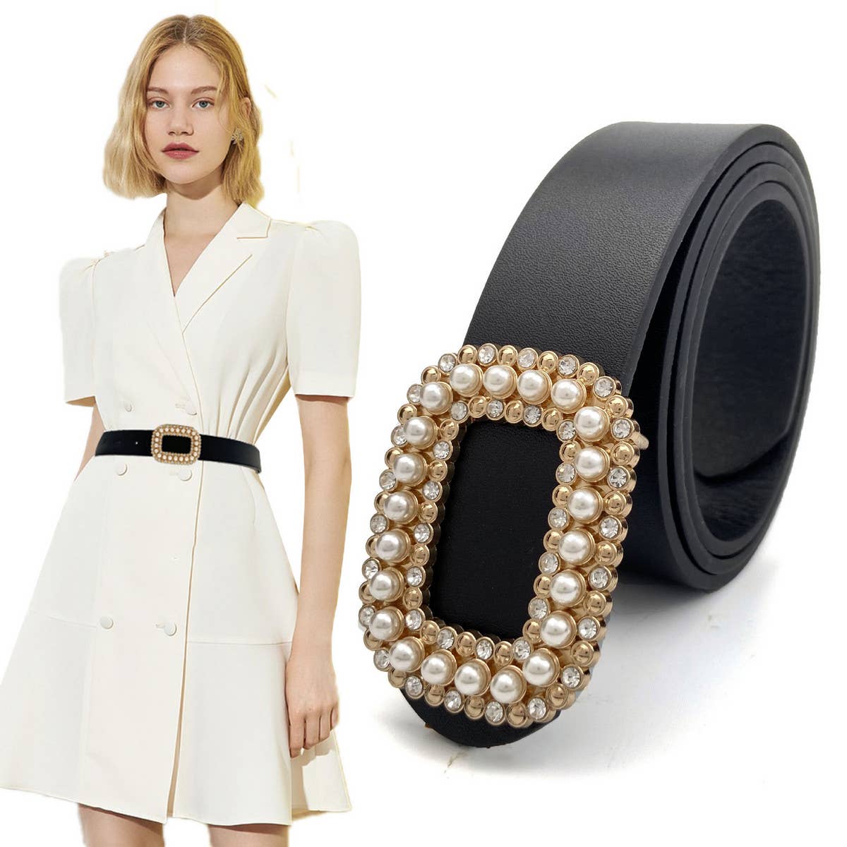 Diamond Pearl Buckle Belt
