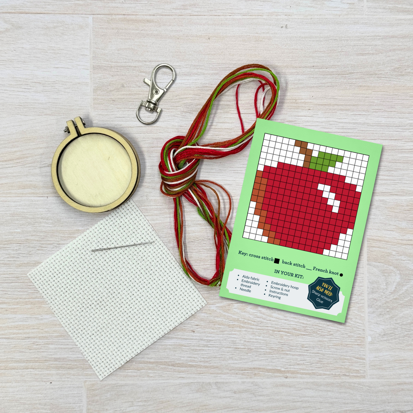 You're the Apple of My Eye mini matchbox cross stitch kit product photo - full view - BLVD Boutik
