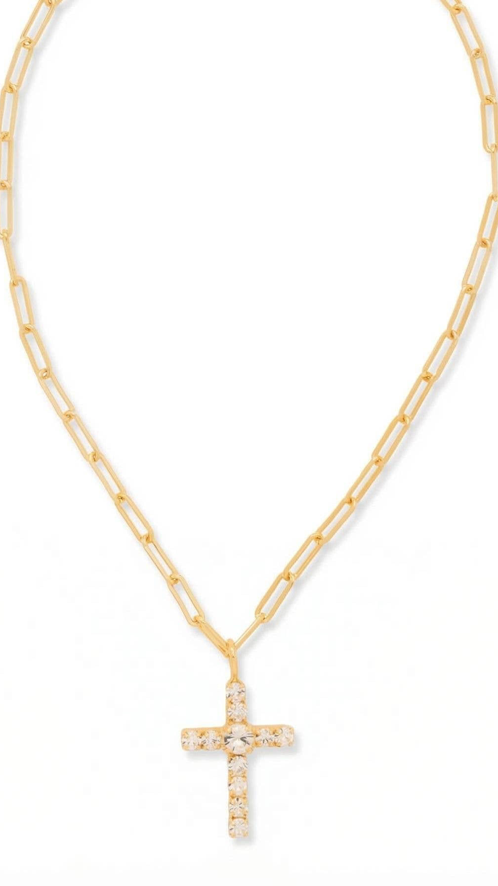 Cross Paperclip Pendant Necklace