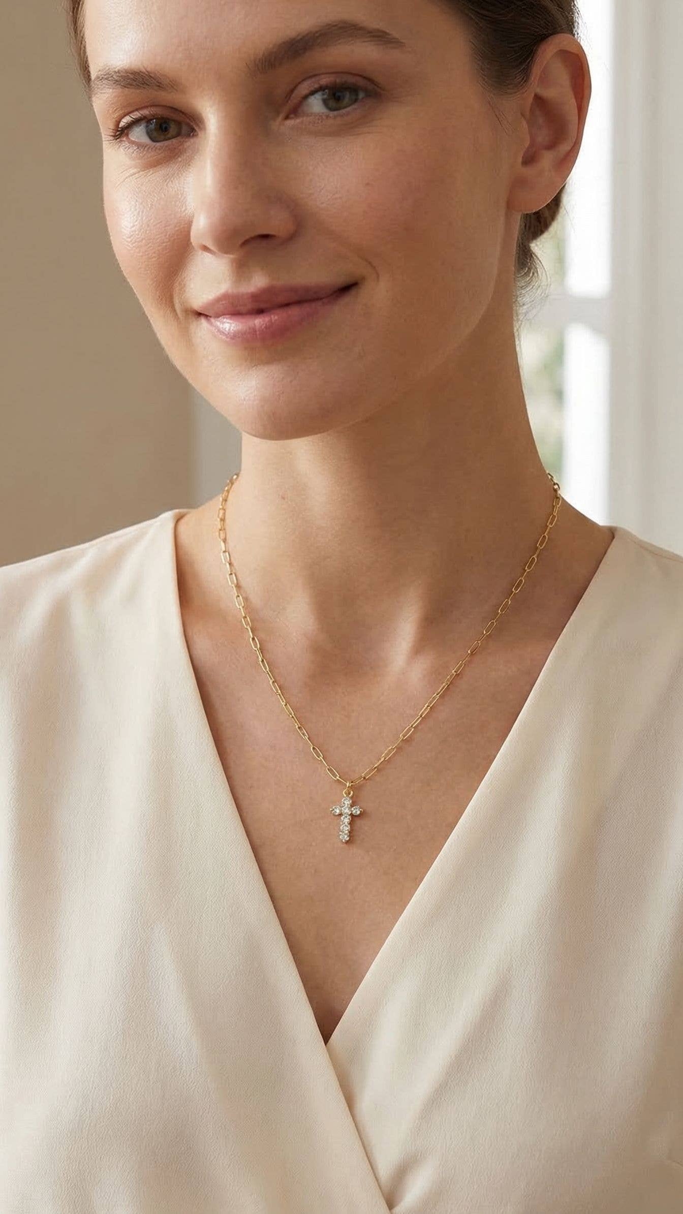 Crystal Cross Pendant Necklace