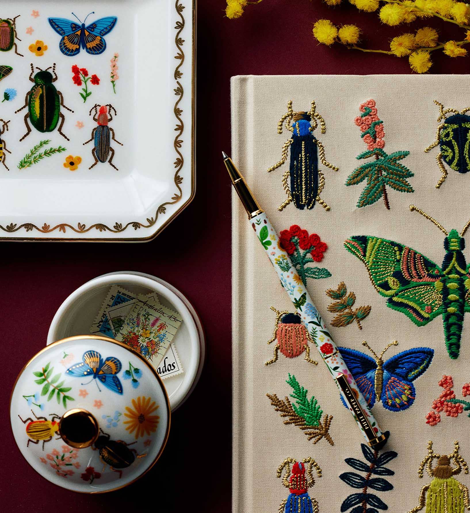 Curio round porcelain box product photo - styled view - BLVD Boutik