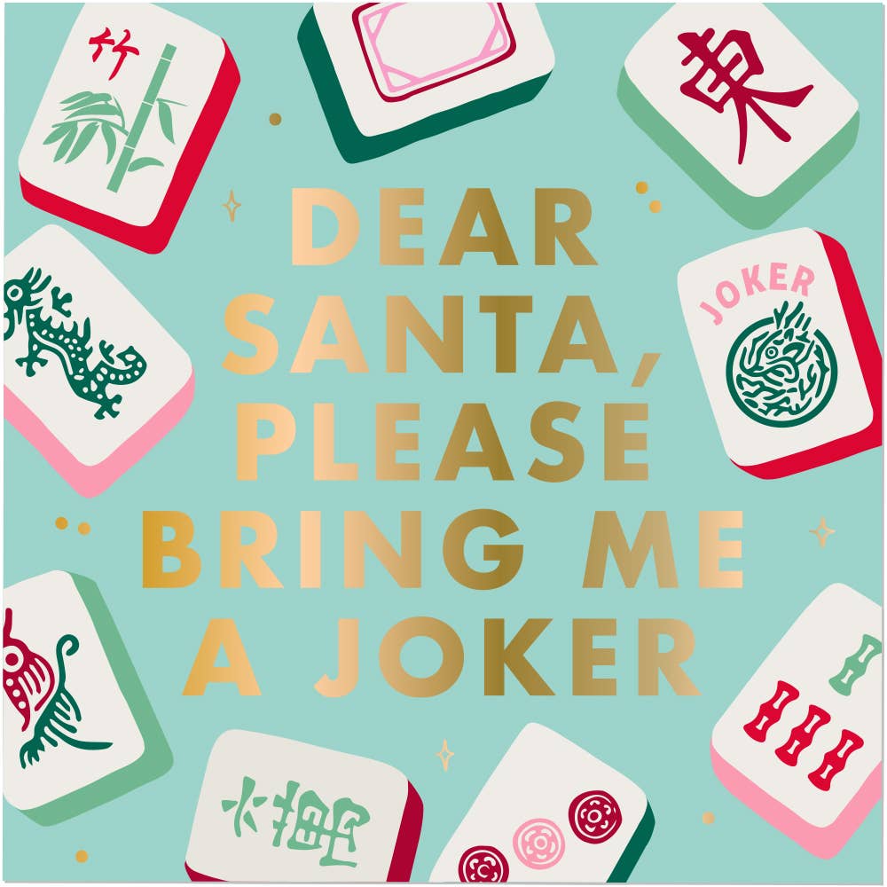Santa Joker mahjong cocktail napkins with gold foil, pack of 20, original product photo