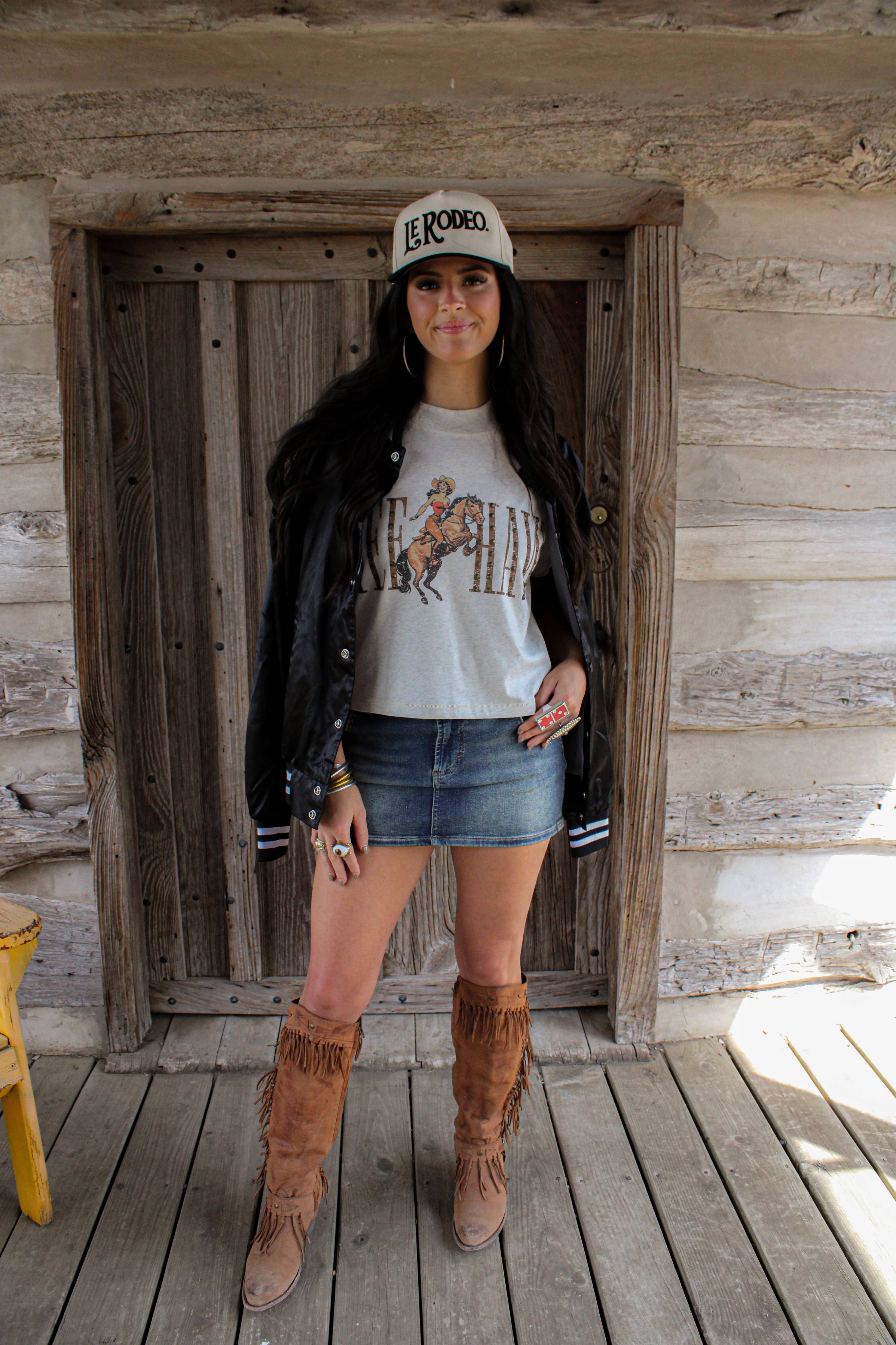 Le Rodeo canvas cap worn on model - detail view - BLVD Boutik