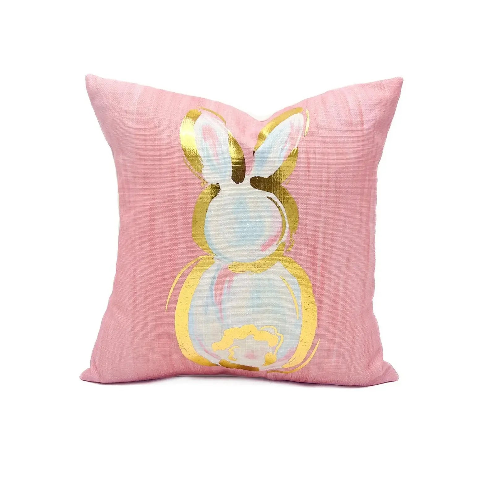 Gold Foil Coral Little Bunny Pillow - The BLVD