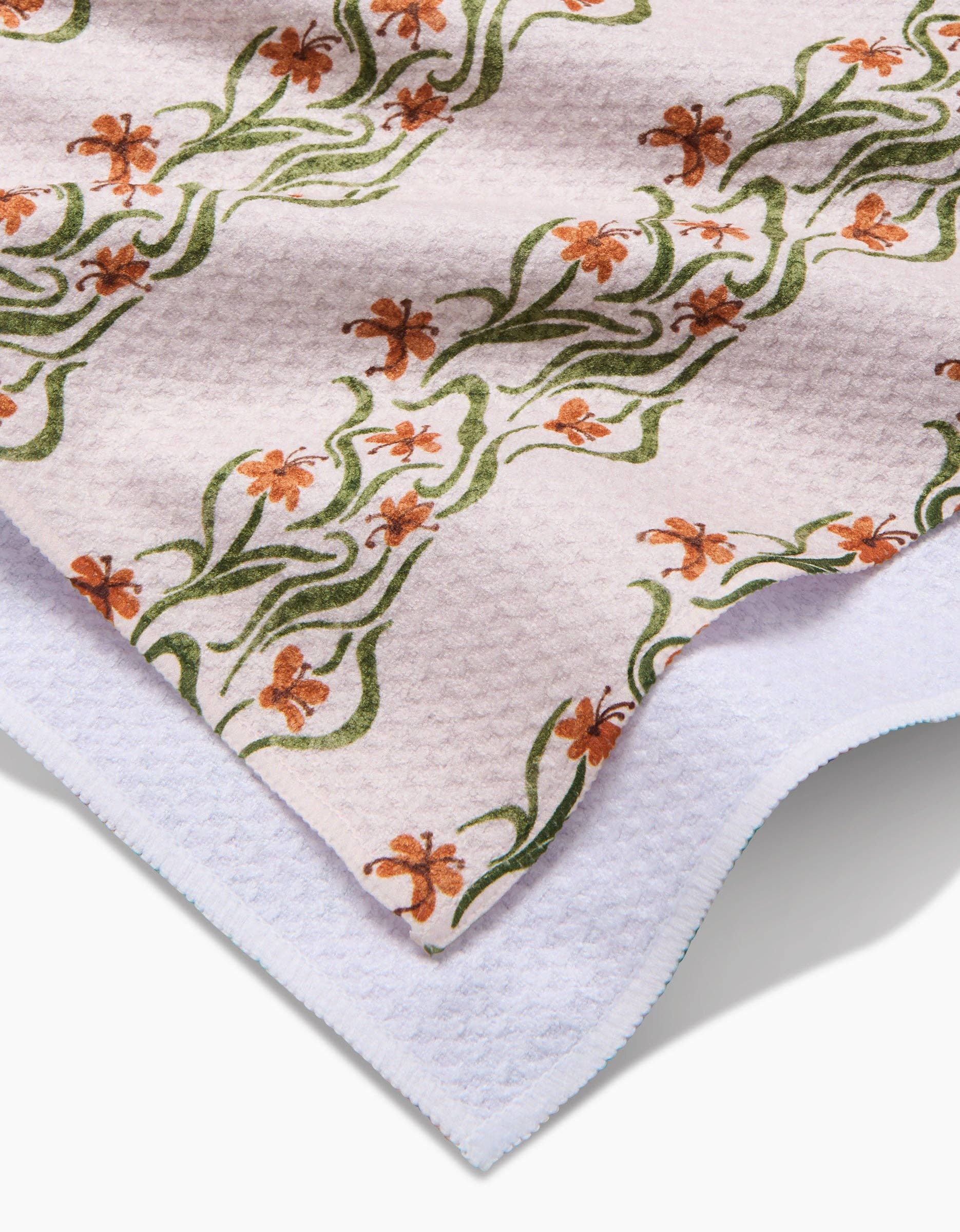 Floral Fall Stripe Tea Towel - The BLVD