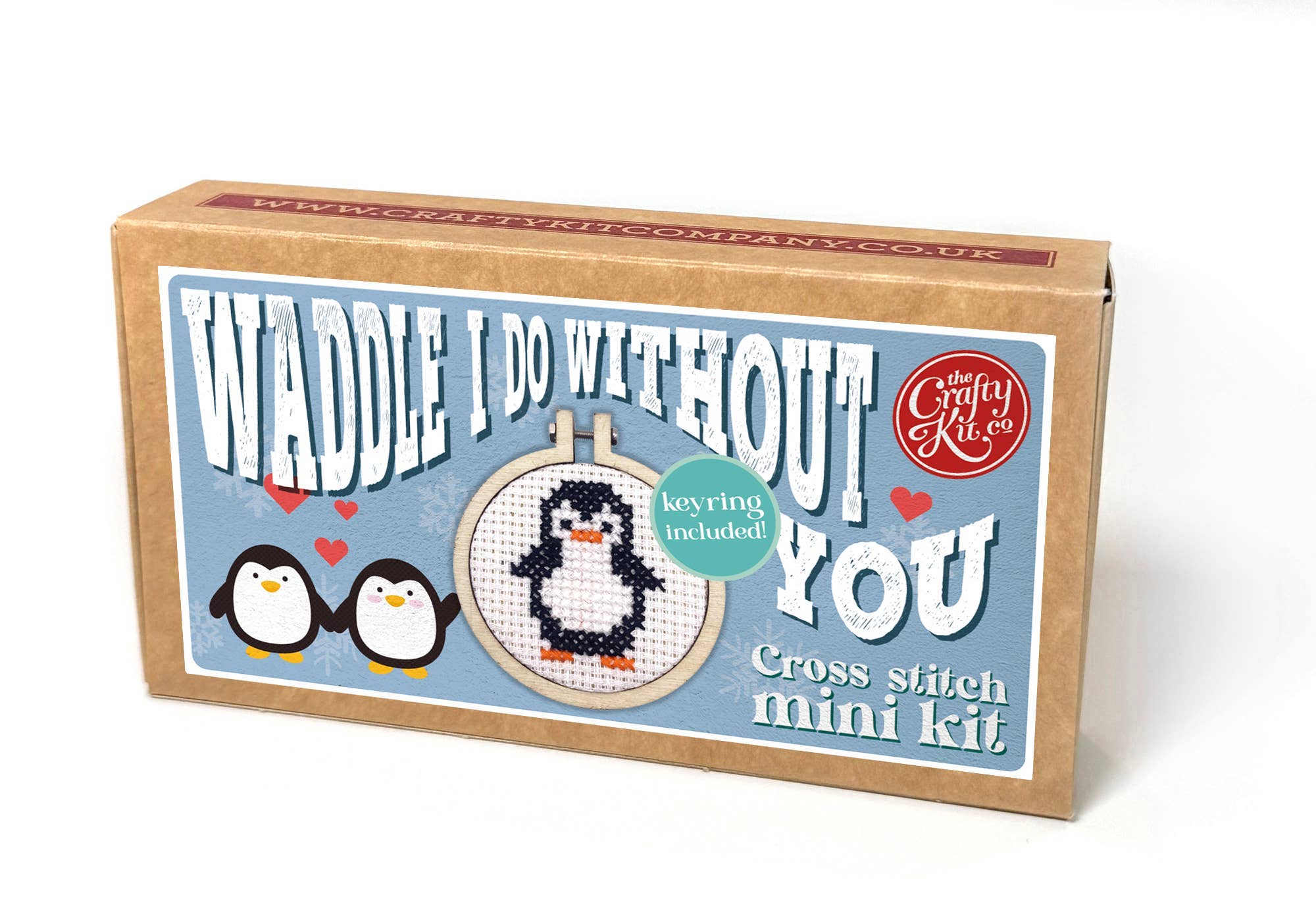 Waddle I Do Without You mini matchbox cross stitch kit product photo - packaging view - BLVD Boutik