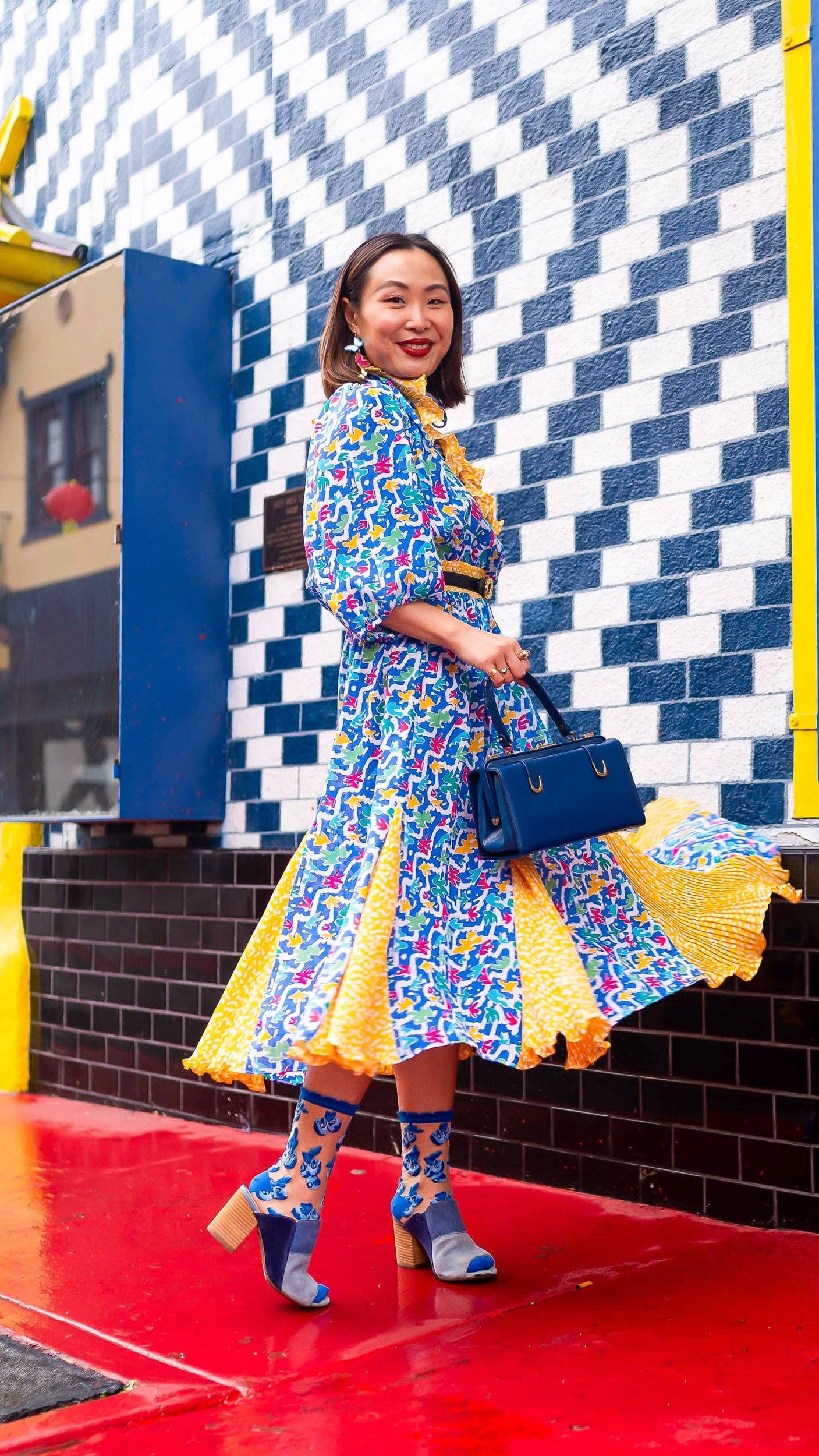 Blueberry Ruffle Sheer Crew Sock