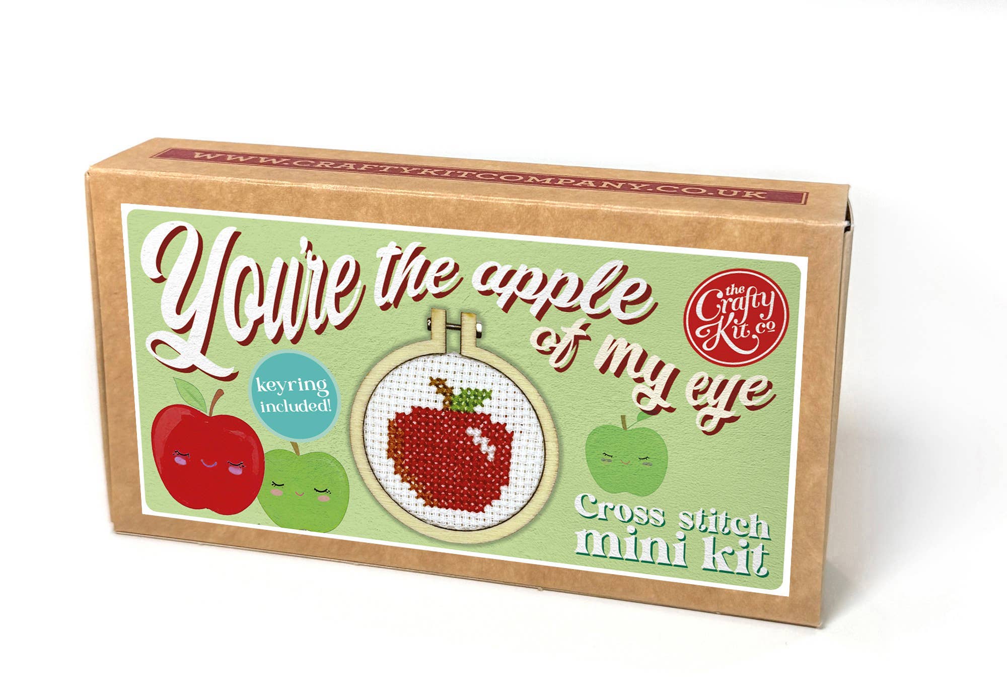 You're the Apple of My Eye mini matchbox cross stitch kit product photo - detail view - BLVD Boutik