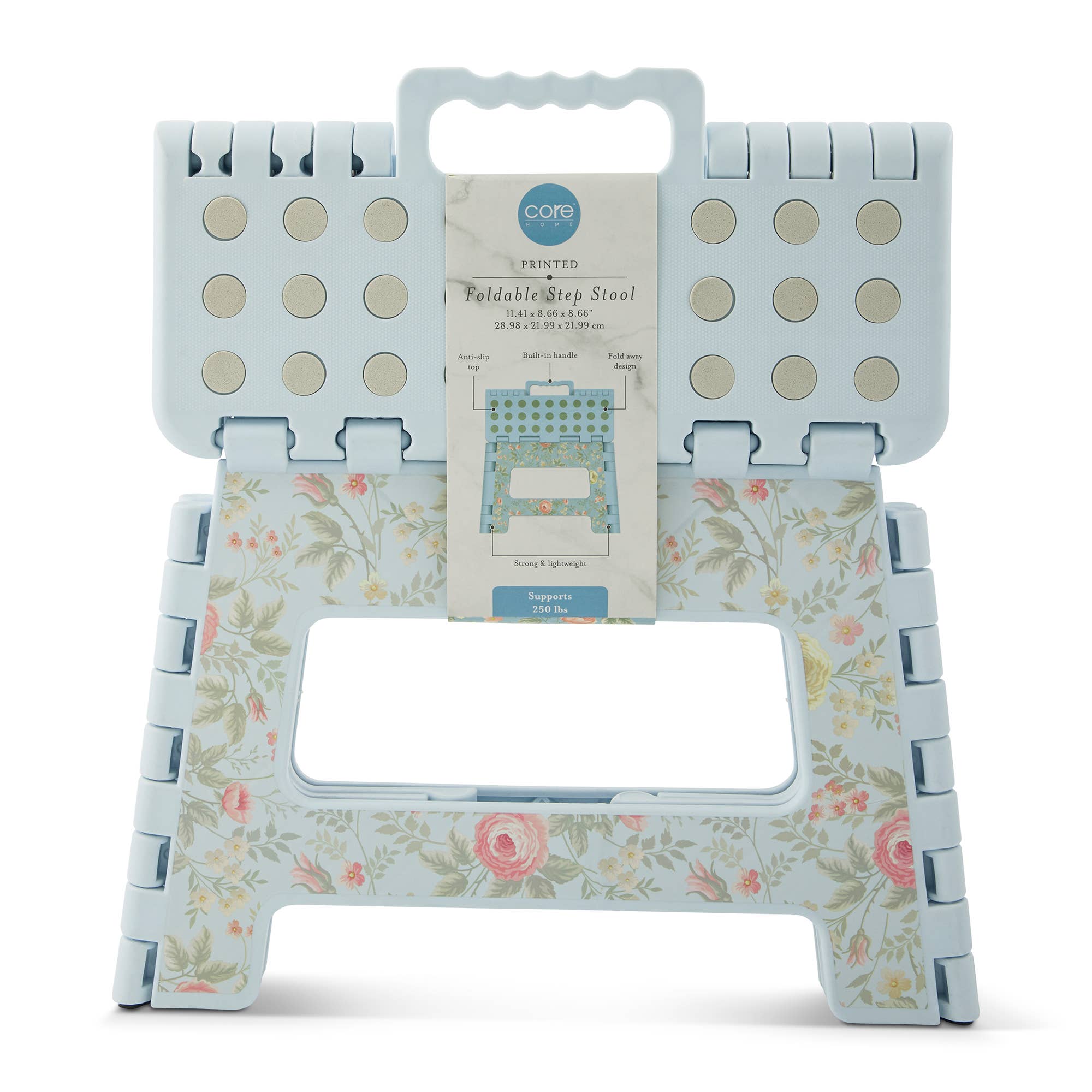 9" Printed Foldable Step Stool in Blue