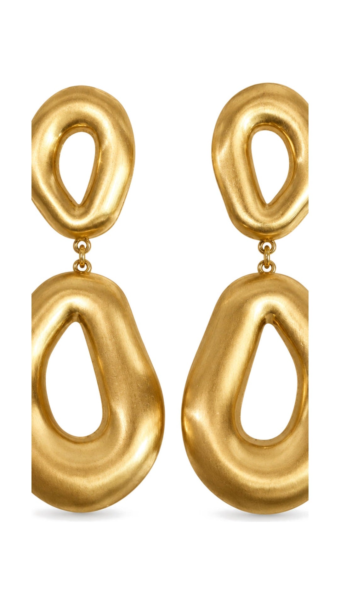 SW Trading Sculpted Gold Open Link Earrings, gold, brushed gold-tone organic links, front view