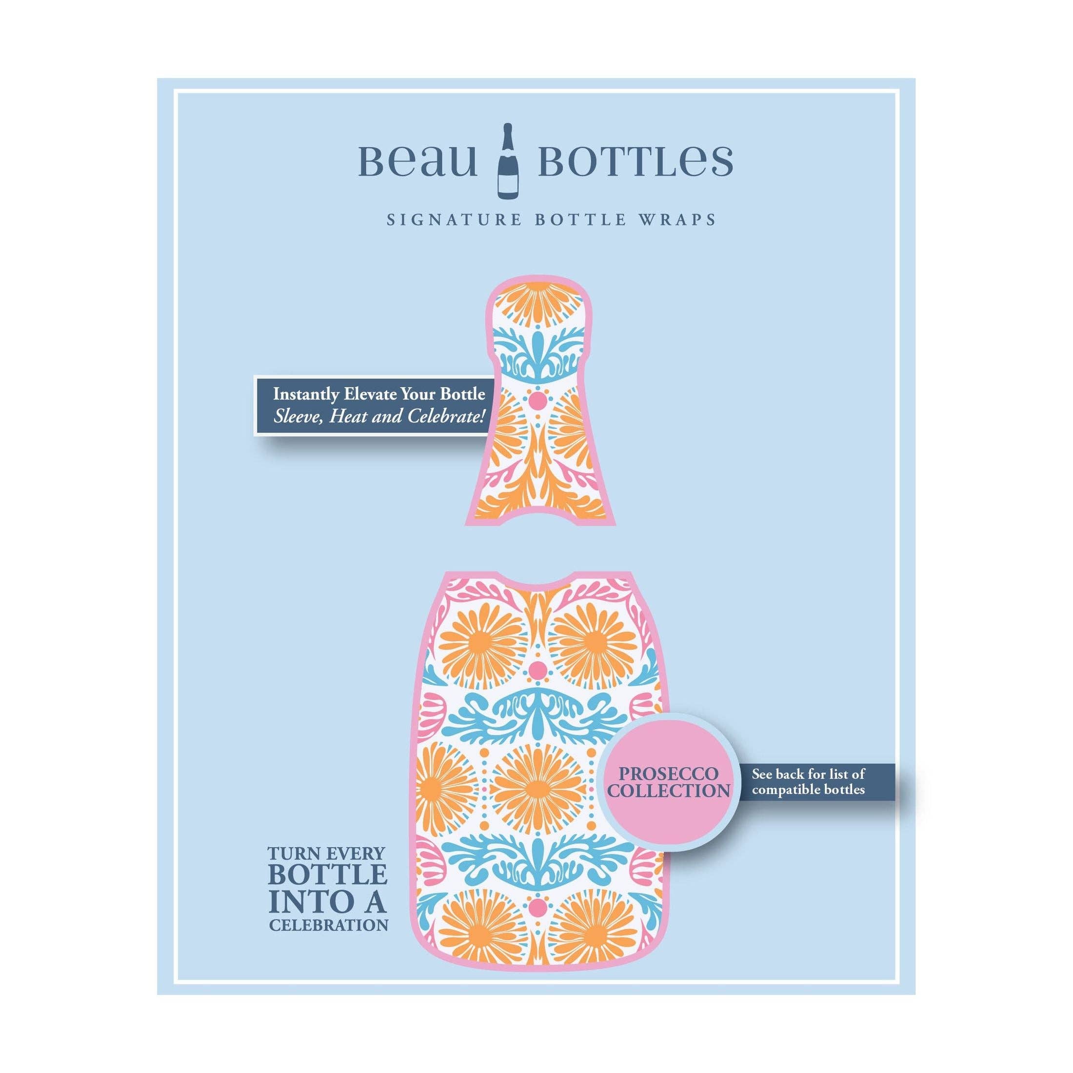 Beau Bottles Parfait Jardin floral champagne bottle wrap — close-up view — BLVD Boutik