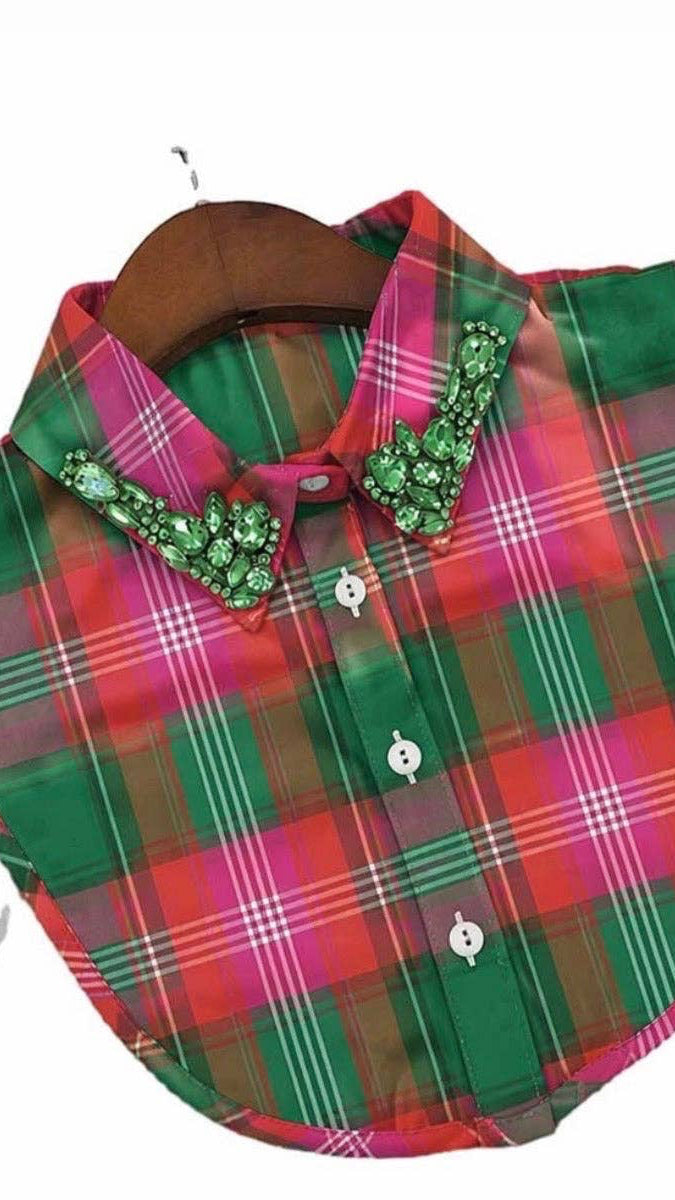PINK/GREEN PLAID COLLAR