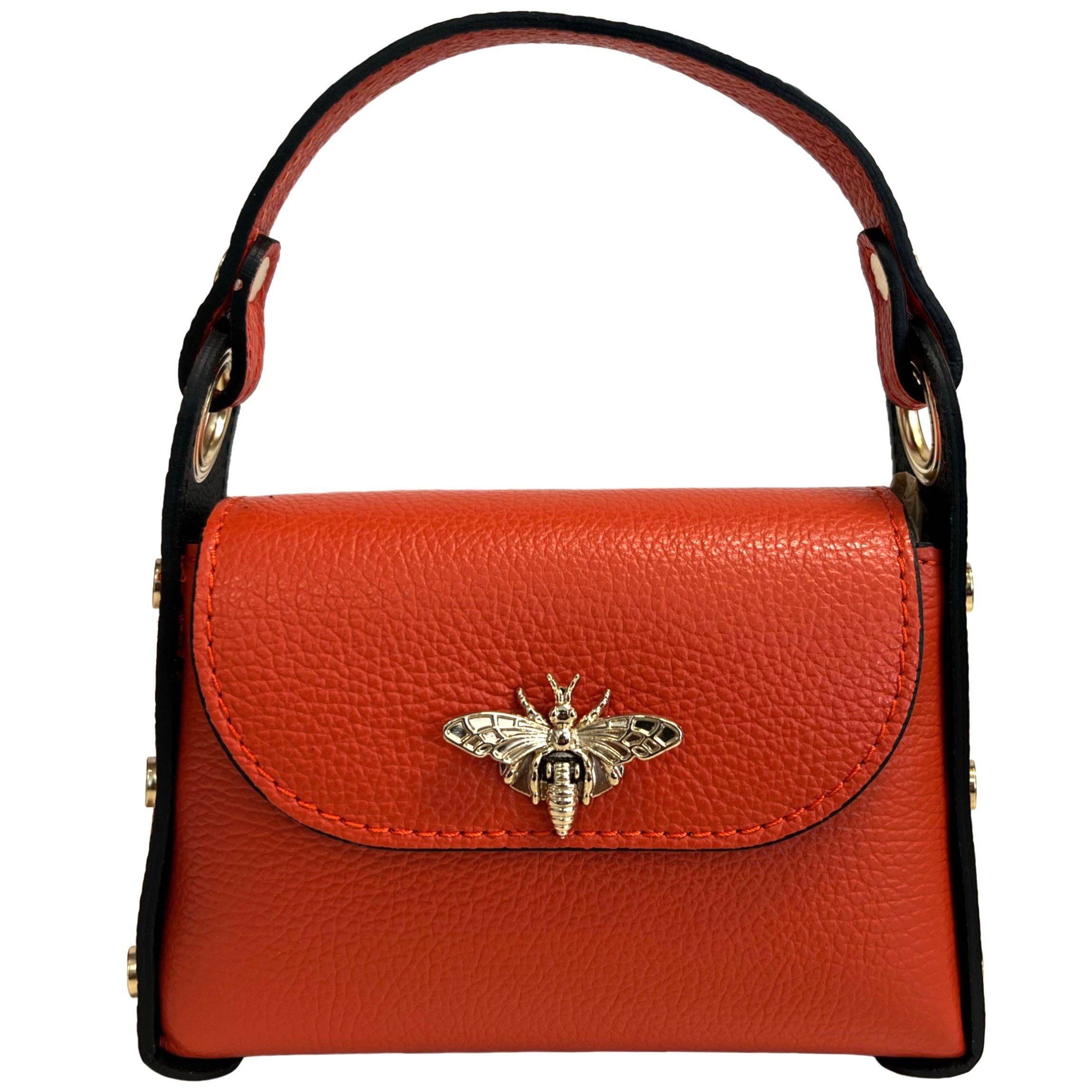 Mini leather bag with fly closure accessory - front view - BLVD Boutik