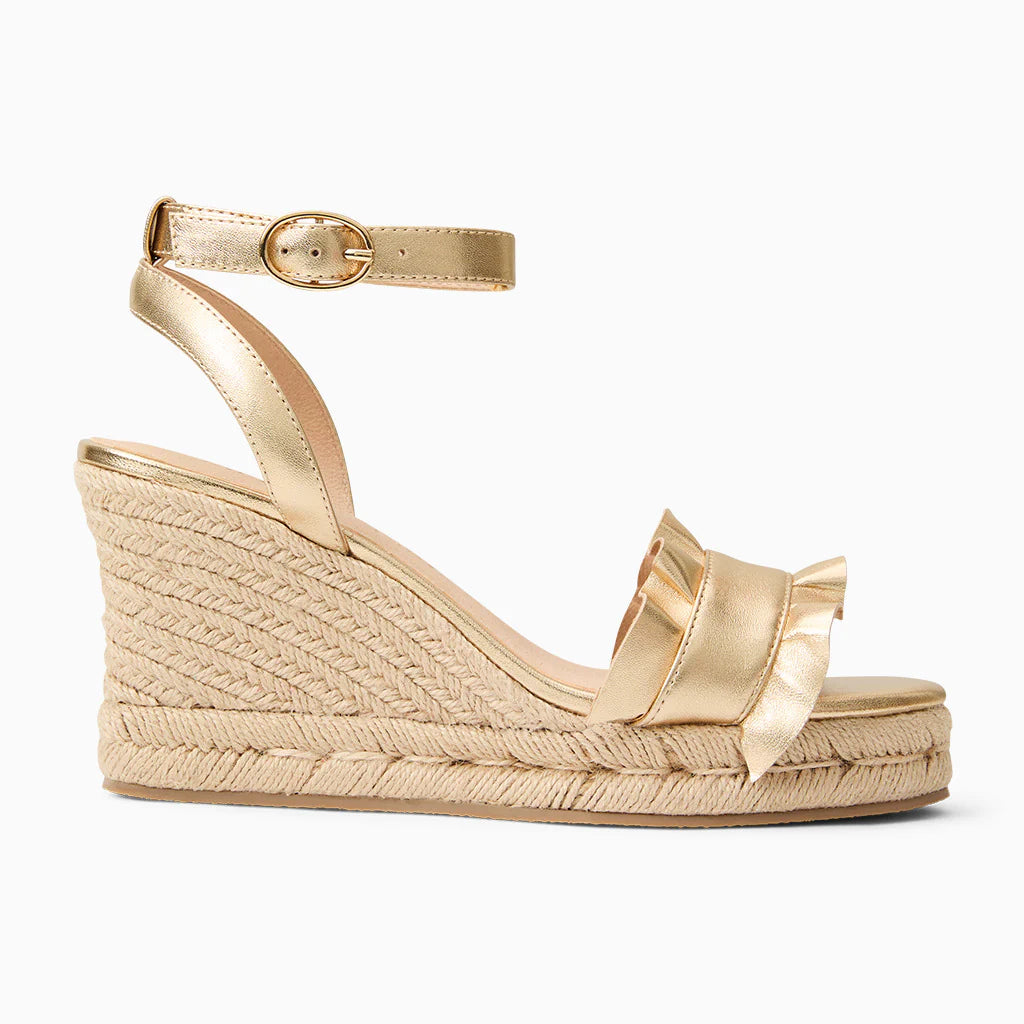 Rozette Ruffle Wedge/Gold