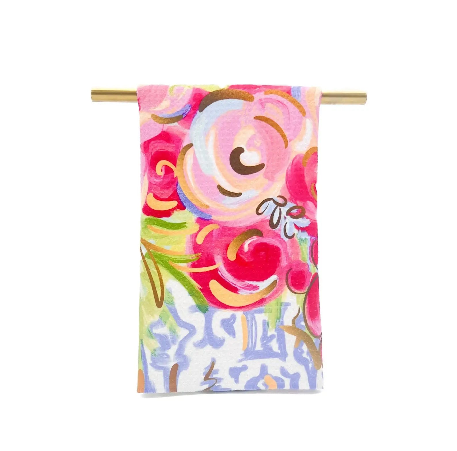 Botanical Chinoiserie Blooms tea towel product photo - BLVD Boutik