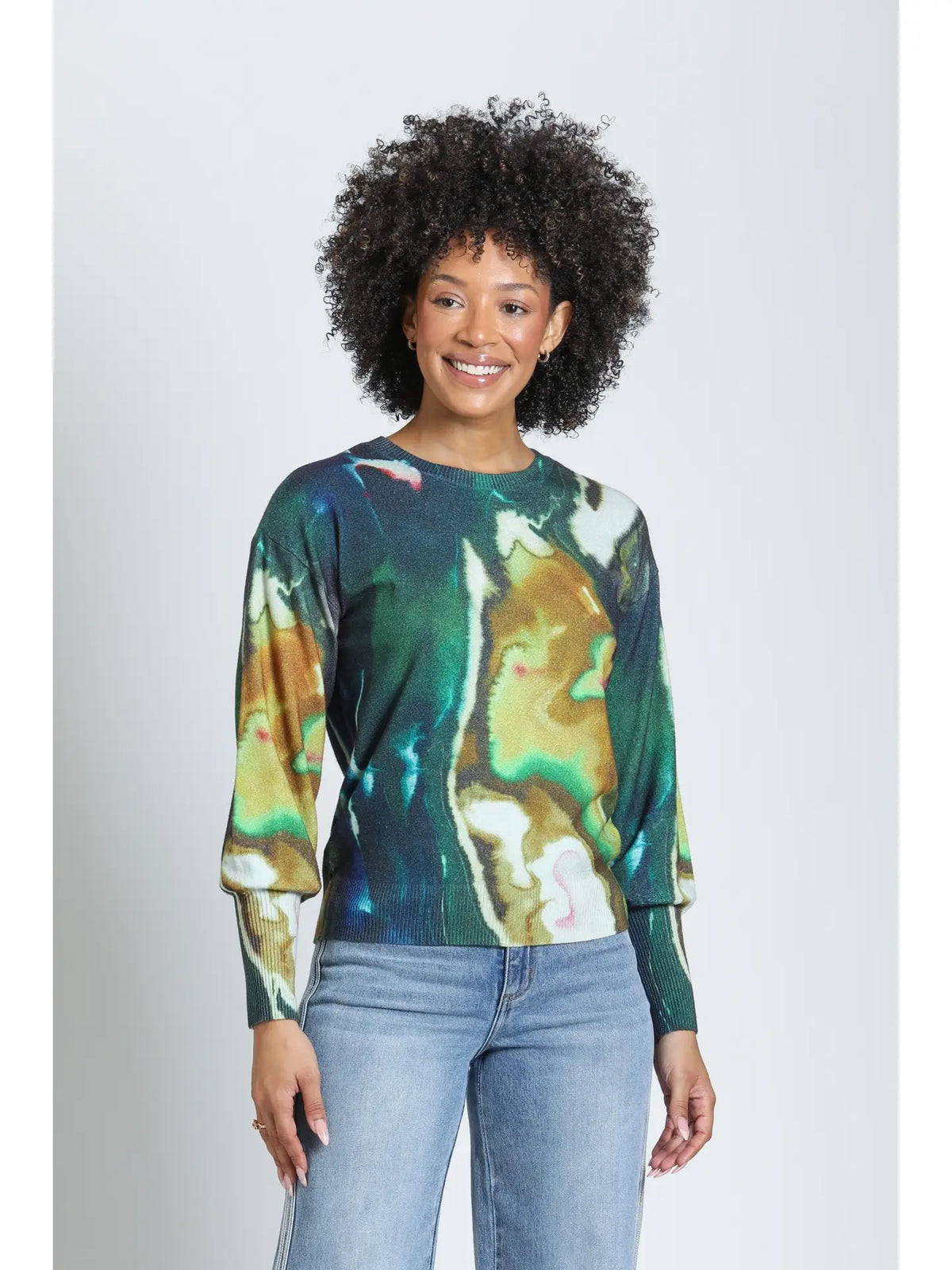 Liquid Marble Sweater/Forest Green