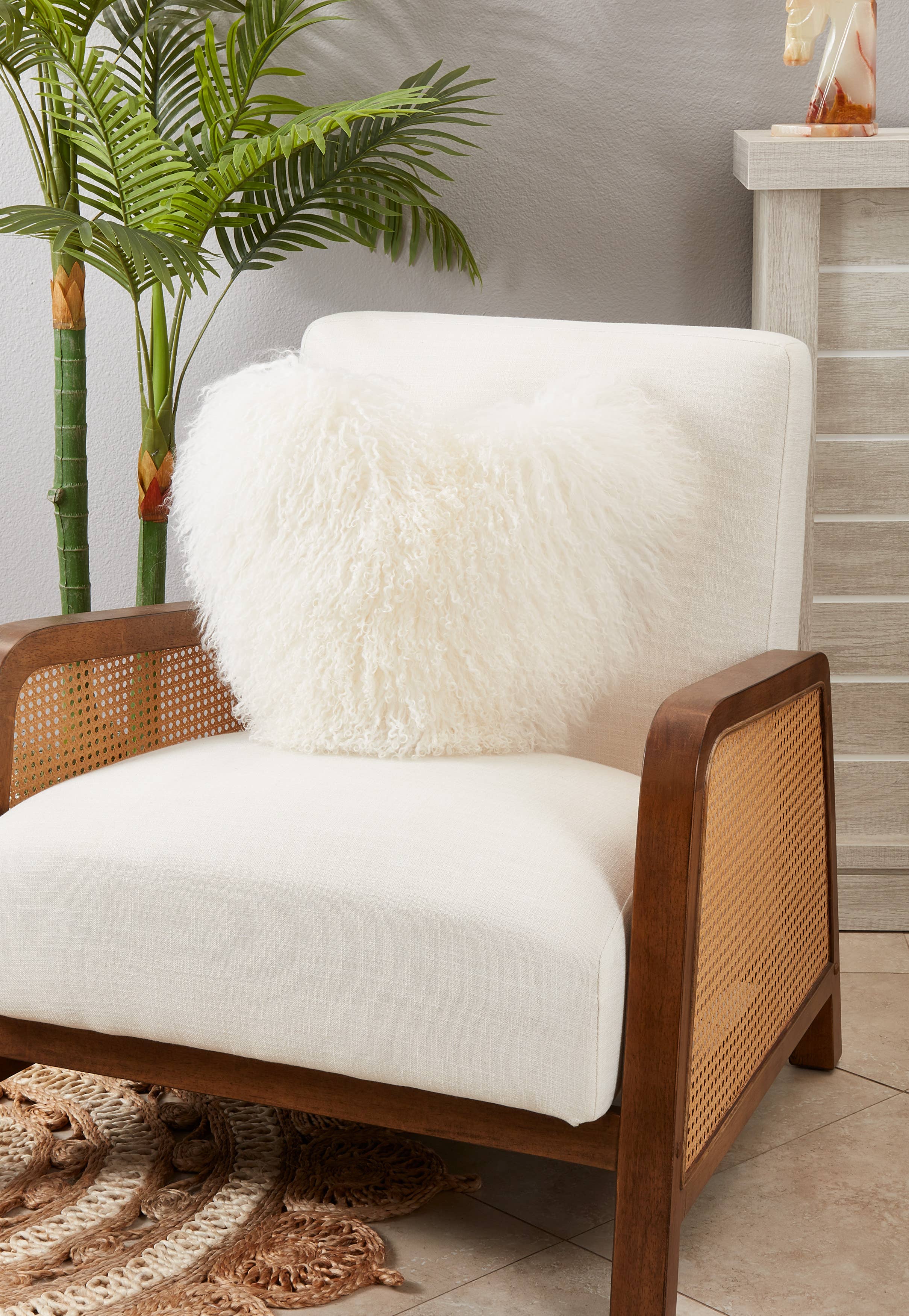 Mongolian Lamb Fur Heart Pillow - Poly Filled - The BLVD