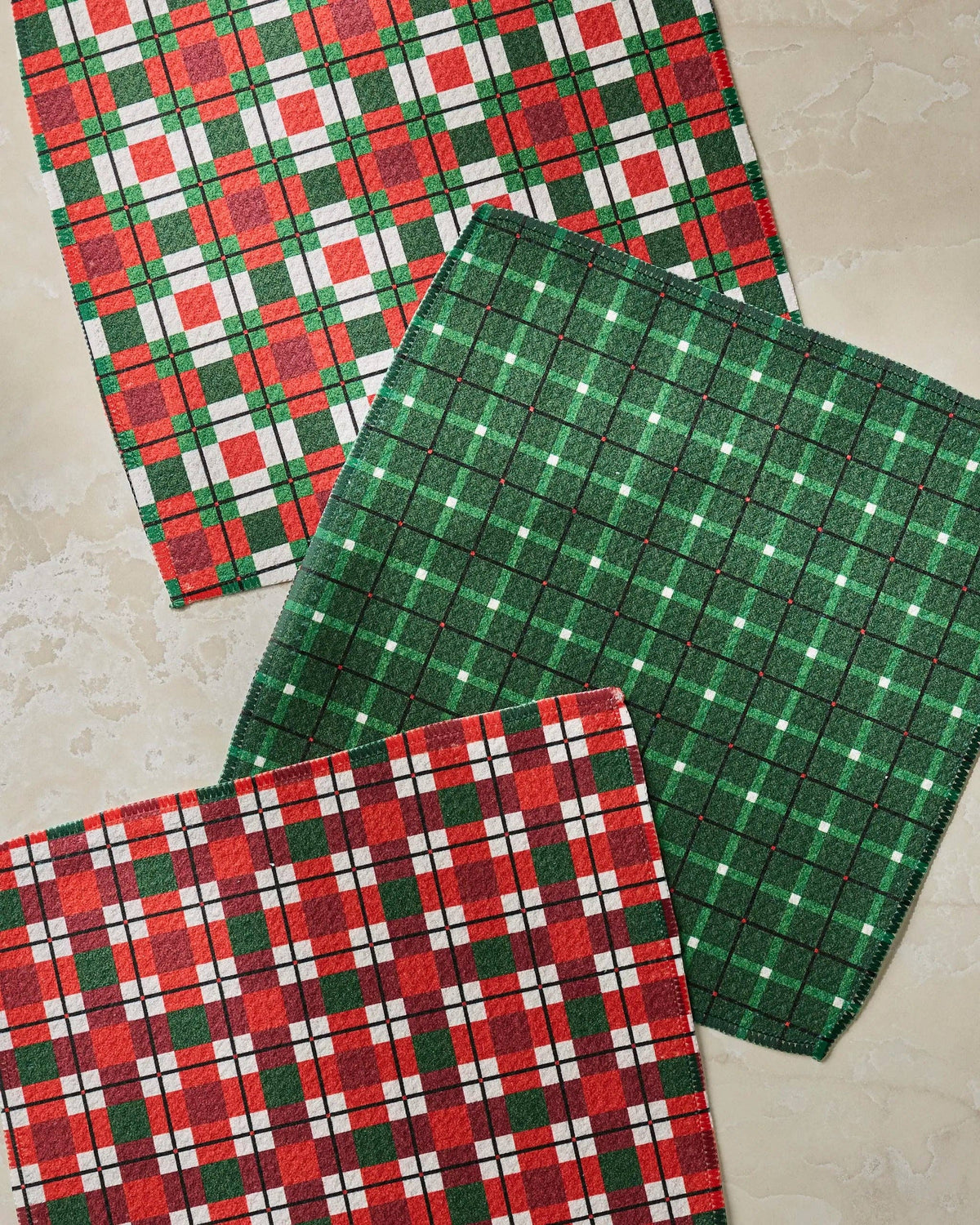 Geometry Noel plaid Christmas dishcloths, set of 3, alternate view 2
