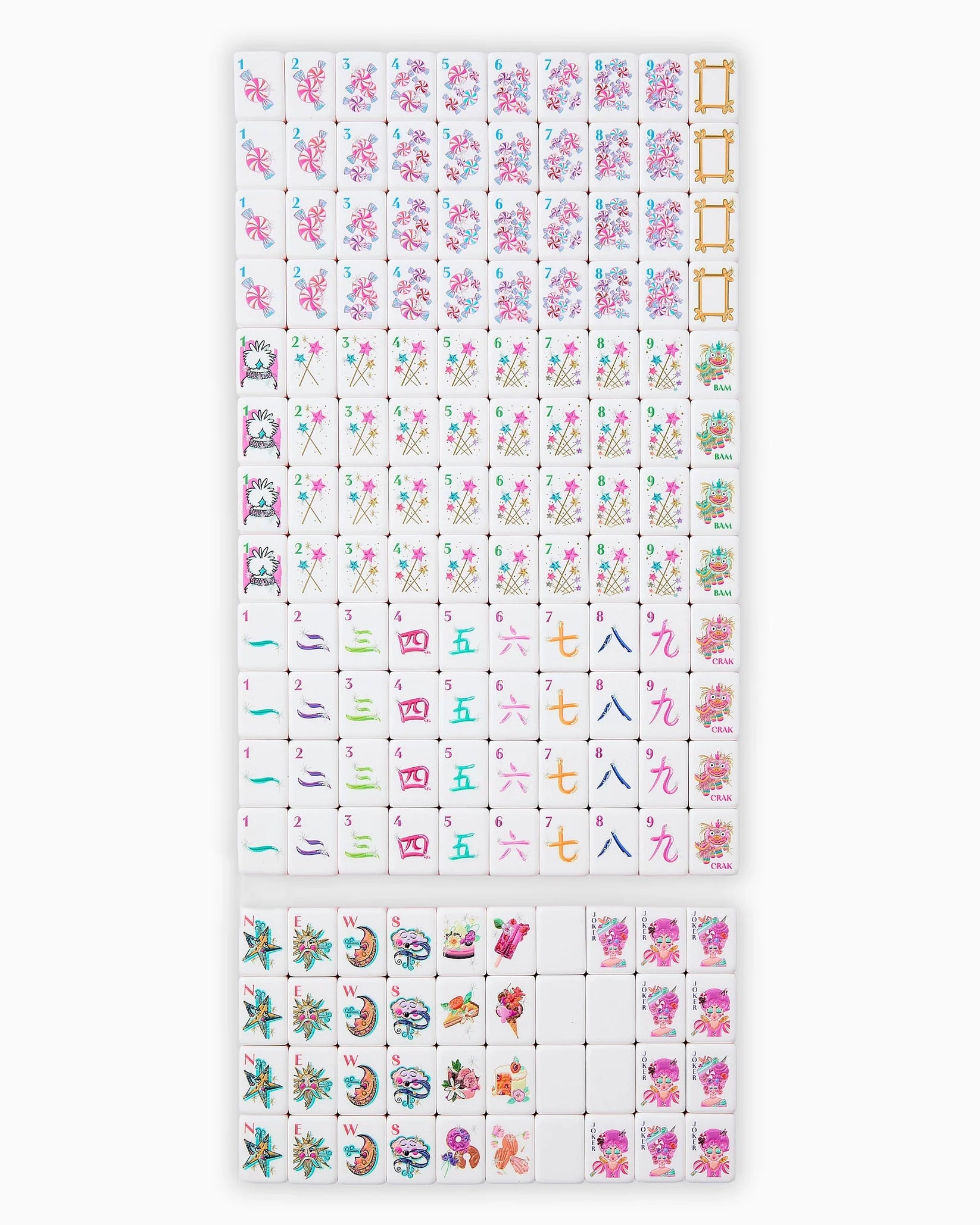 Collection of small decorative stickers with various designs on a white background
