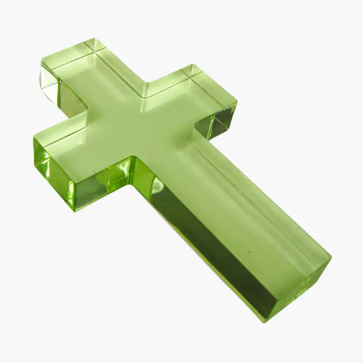 Green large cross acrylic weight product photo - BLVD Boutik