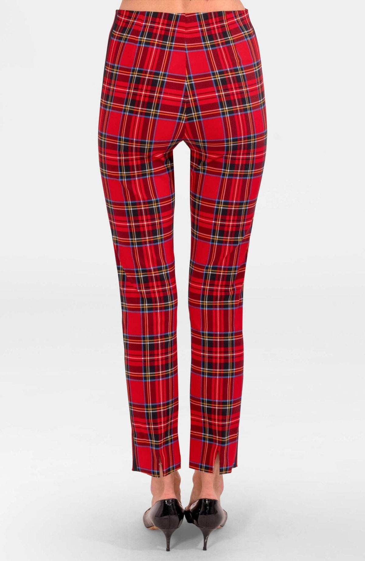 Gretchen Scott Gripeless Pull On Pants in Duke of York Red Multi print, rayon-nylon stretch, back view