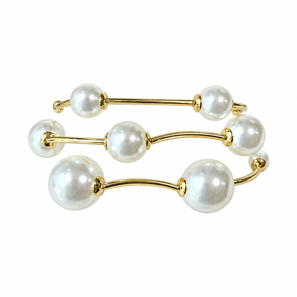 Pearl three-strand bracelet on solid white
