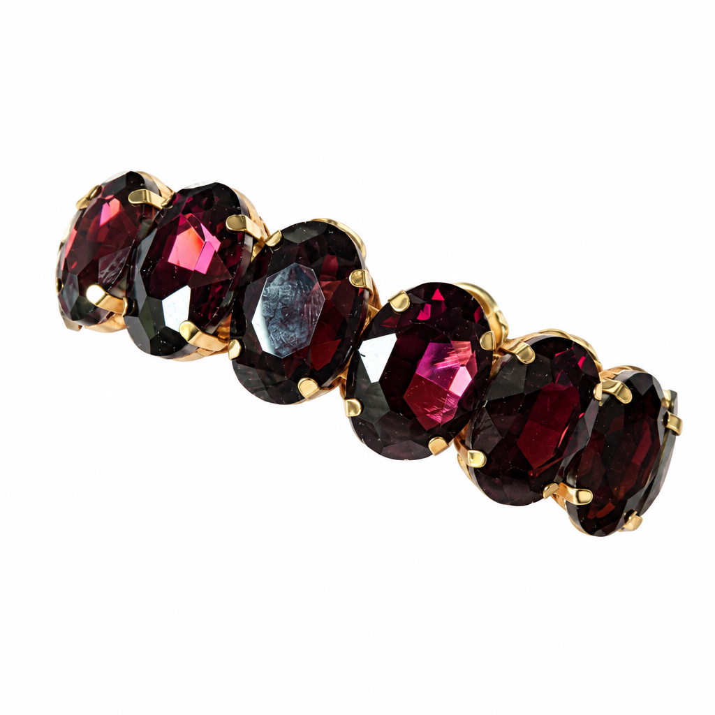 Jeweled oval stone stretch bracelet on white background, second view