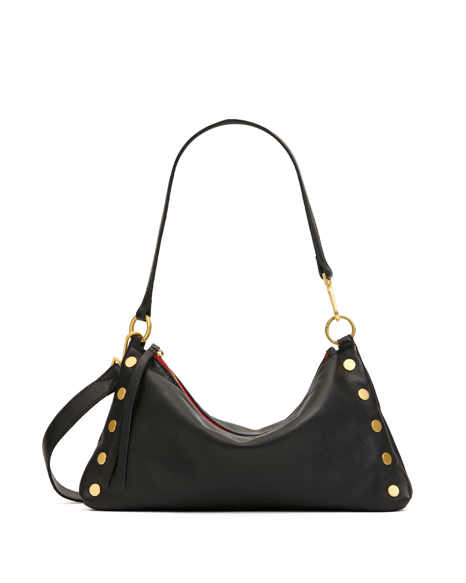 Hammitt Kyle Medium in Black/Brushed Gold Red Zip, front view
