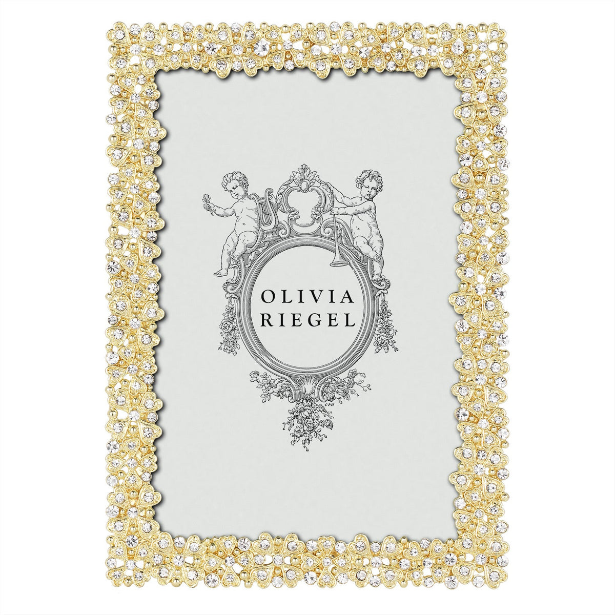 Olivia Riegel Evie 4x6 Picture Frame in Gold crystal pewter, front view
