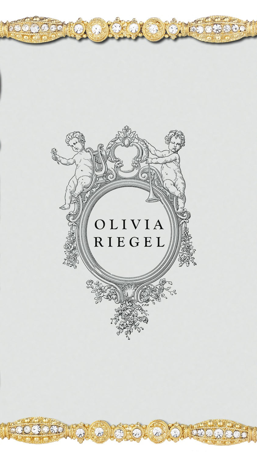 Olivia Riegel Asbury 4x6 Picture Frame in Gold crystal pewter, front view