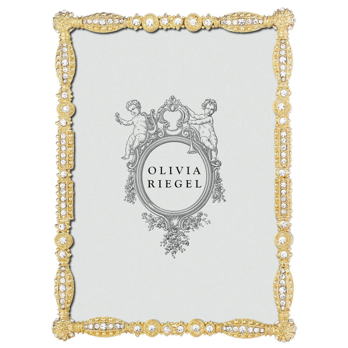 Olivia Riegel Asbury 4x6 Picture Frame in Gold crystal pewter, front view