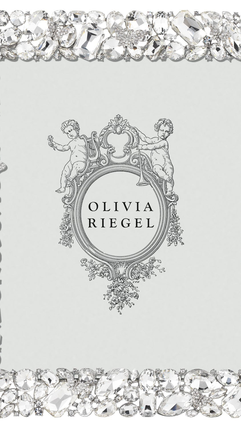 Olivia Riegel Roxy 8x10 Picture Frame in Silver crystal and glass gem pewter, front view