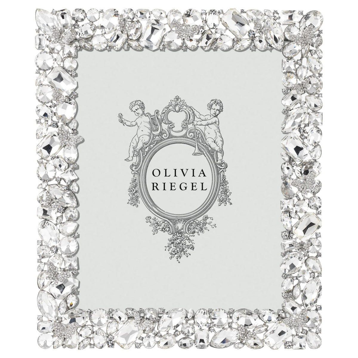 Olivia Riegel Roxy 8x10 Picture Frame in Silver crystal and glass gem pewter, front view