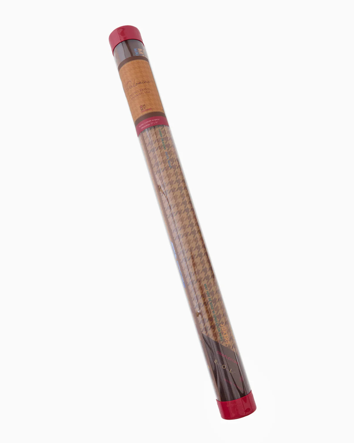 Cylindrical incense stick with a red top and bottom on a white background