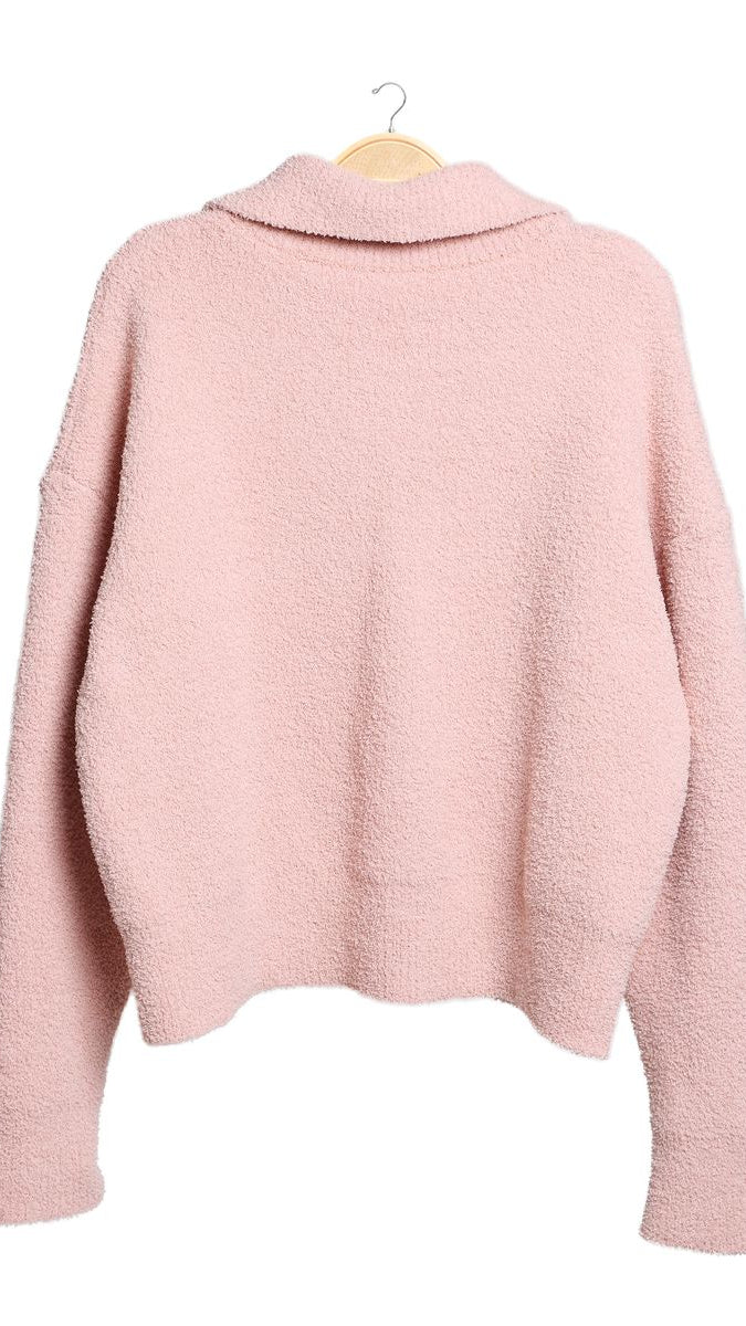 Pink Collar Pullover Sweater