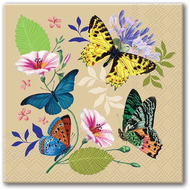 Beverage napkins vintage butterfly product photo - BLVD Boutik