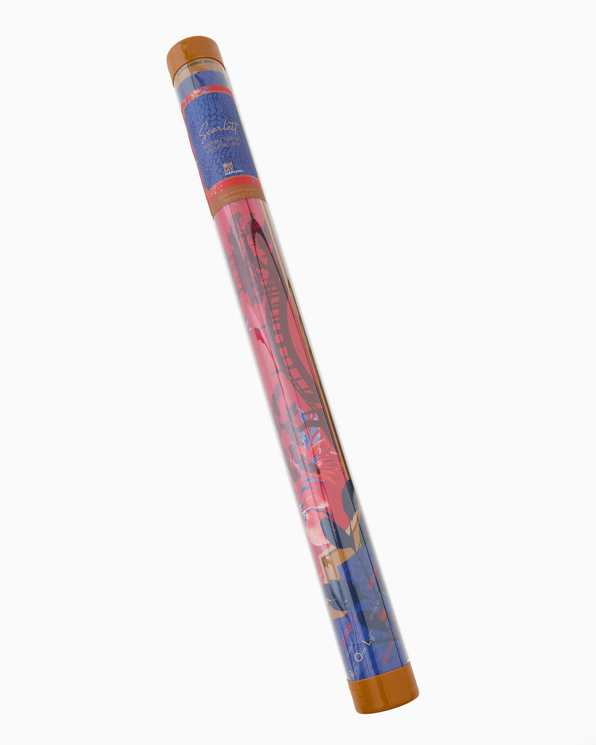Colorful cylindrical object with a pattern on a white background