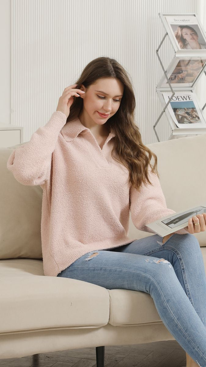 Pink Collar Pullover Sweater