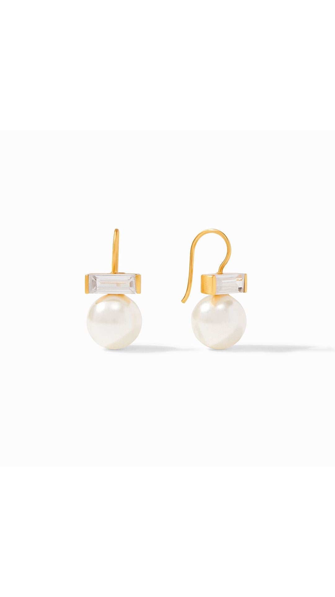 Julie Vos Charlotte Earring in Cubic Zirconia and Pearl - 24K gold plate
