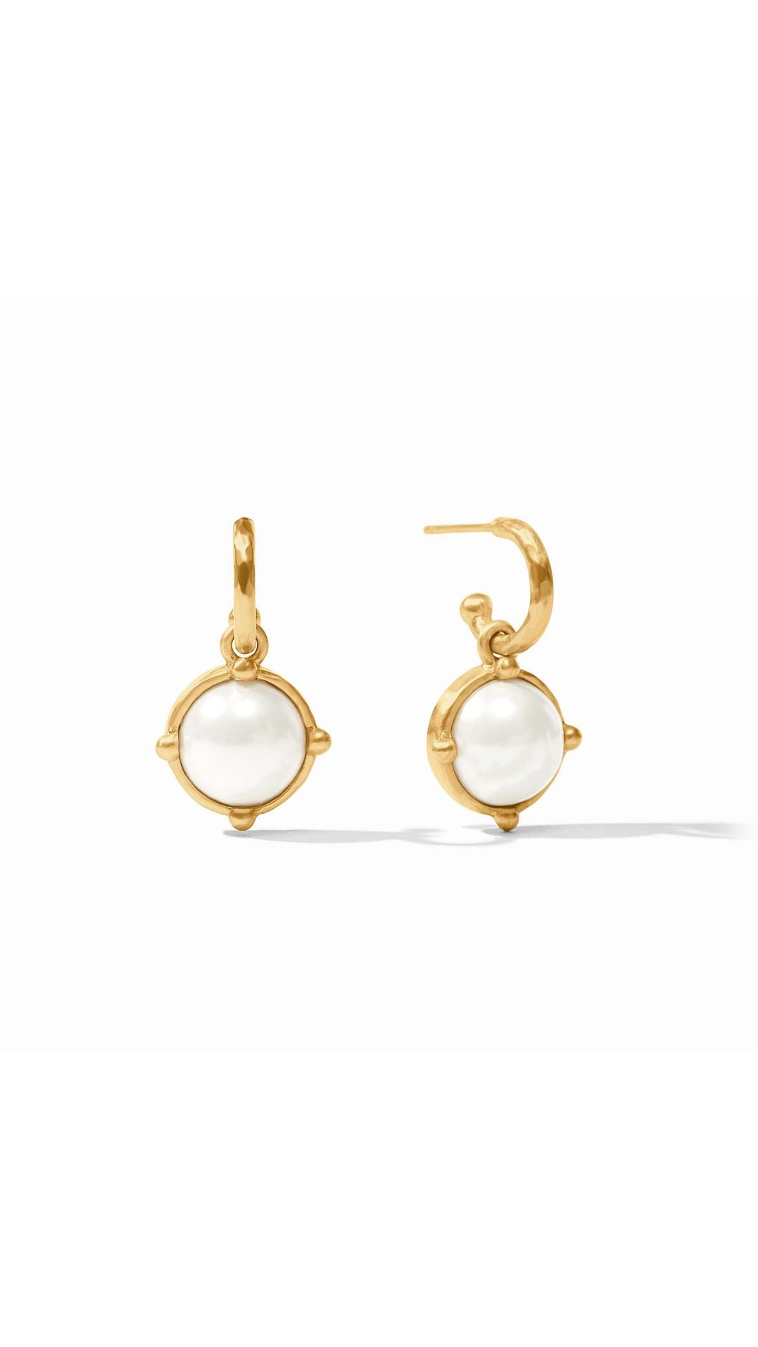 Julie Vos Honeybee Hoop & Charm Earring in Pearl - 24K gold plate