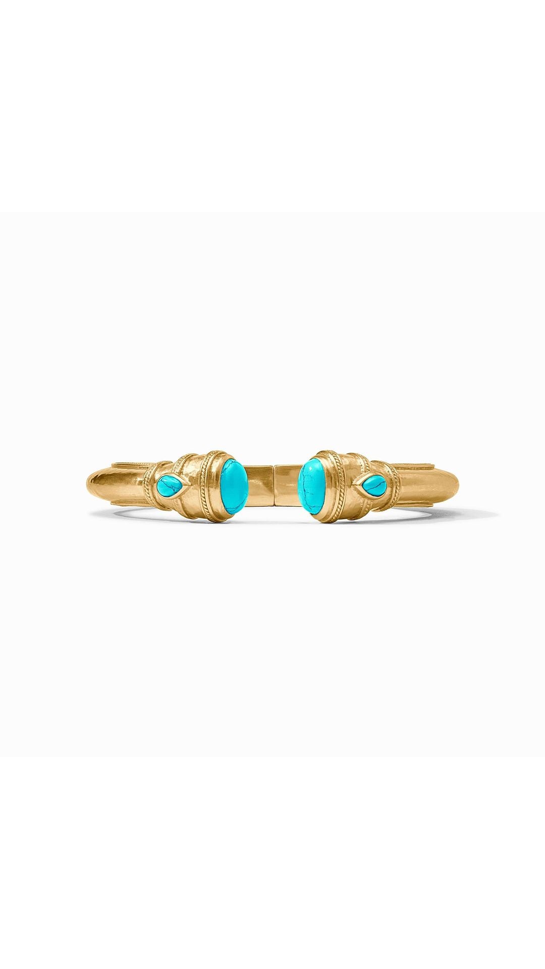 Julie Vos Cannes Demi Cuff in Turquoise Blue - 24K gold plate hinged cuff