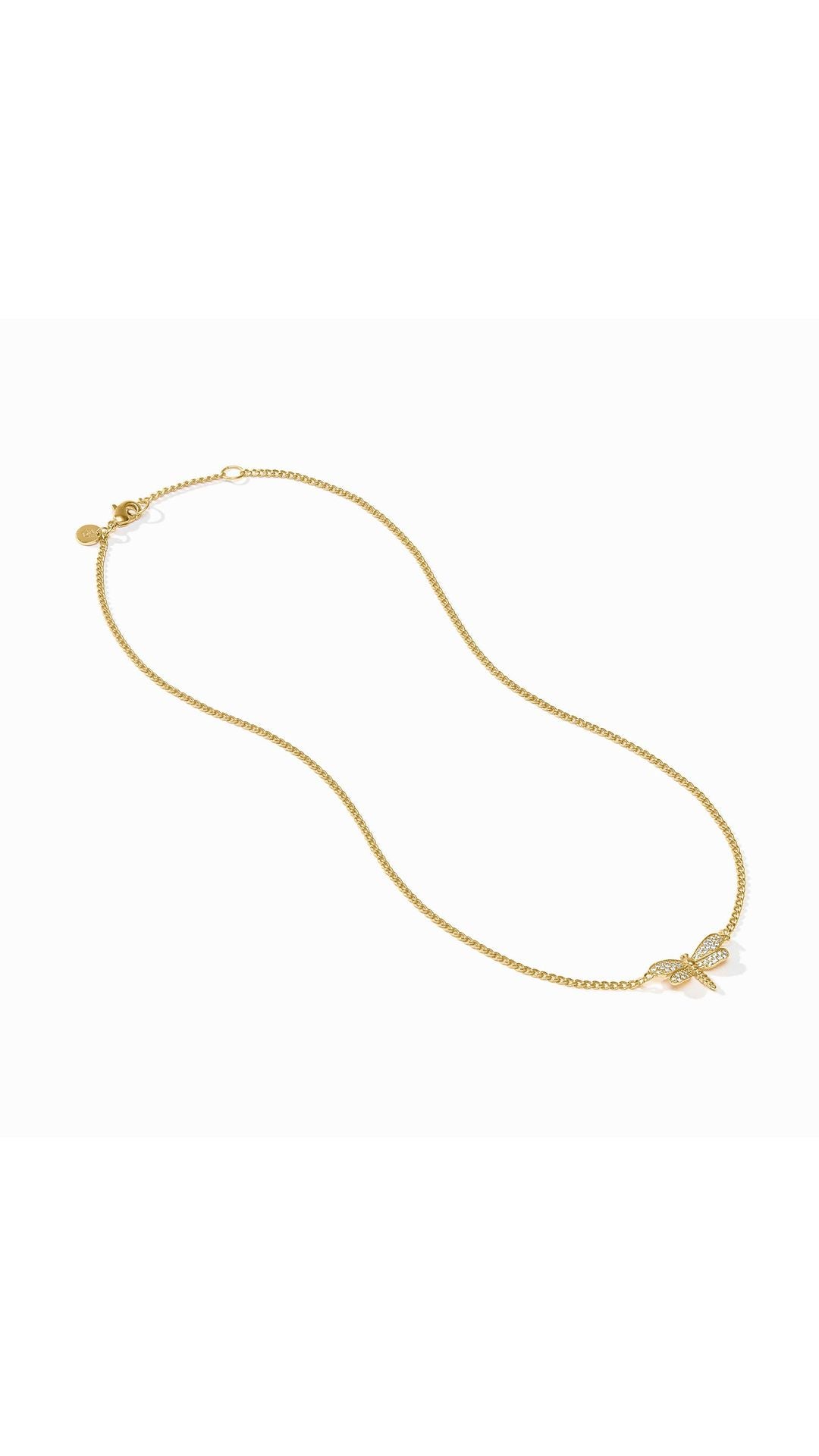 Julie Vos Dragonfly Pave Delicate Necklace in Cubic Zirconia - full length