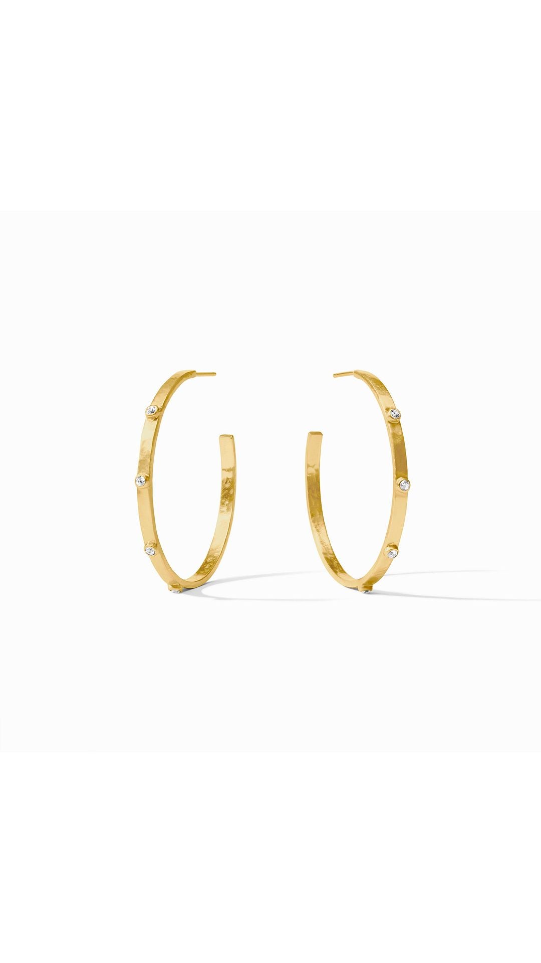 Julie Vos Crescent Stone Hoop in Cubic Zirconia - large