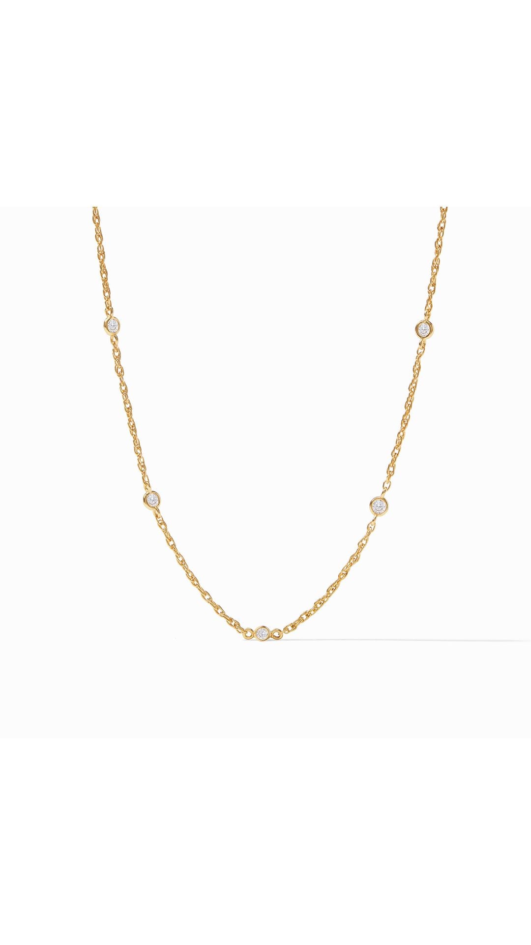 Julie Vos Celeste Delicate Station Necklace in Cubic Zirconia - 24K gold plate
