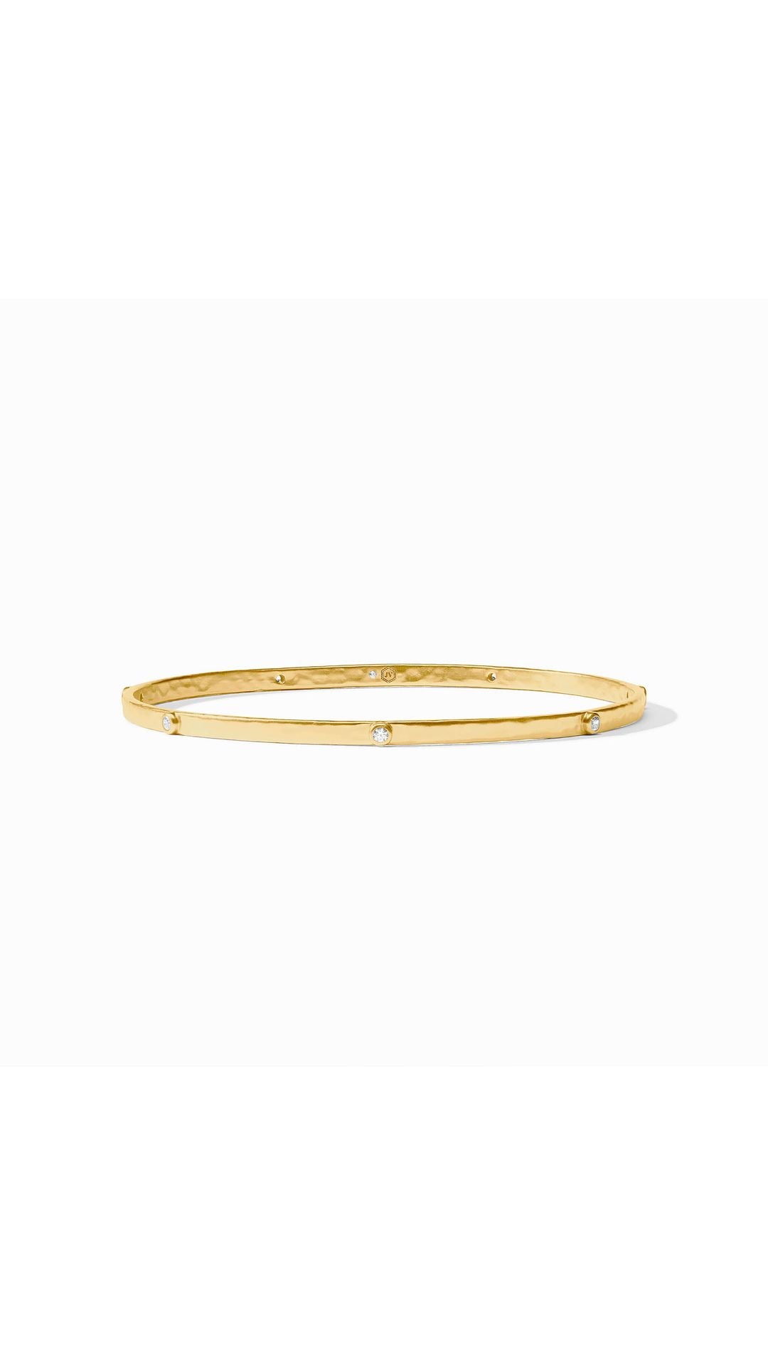 Julie Vos Crescent Stone Bangle in Cubic Zirconia - 24K gold plate